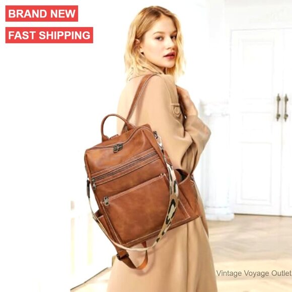 Faux Leather Convertible Backpack Purse, Large Capacity Anti-Theft Work Travel main image 6